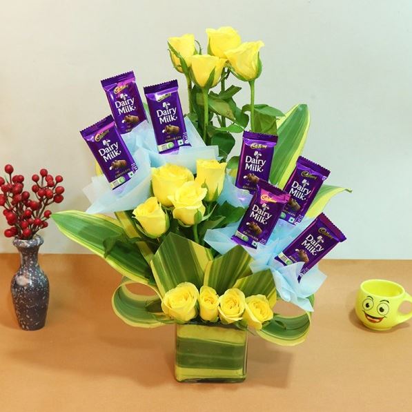 Yellow Roses n Dairy Chocolate