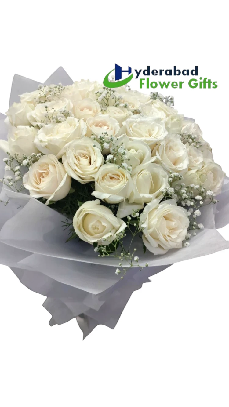 Peaceful Memory - White Rose Bouquet