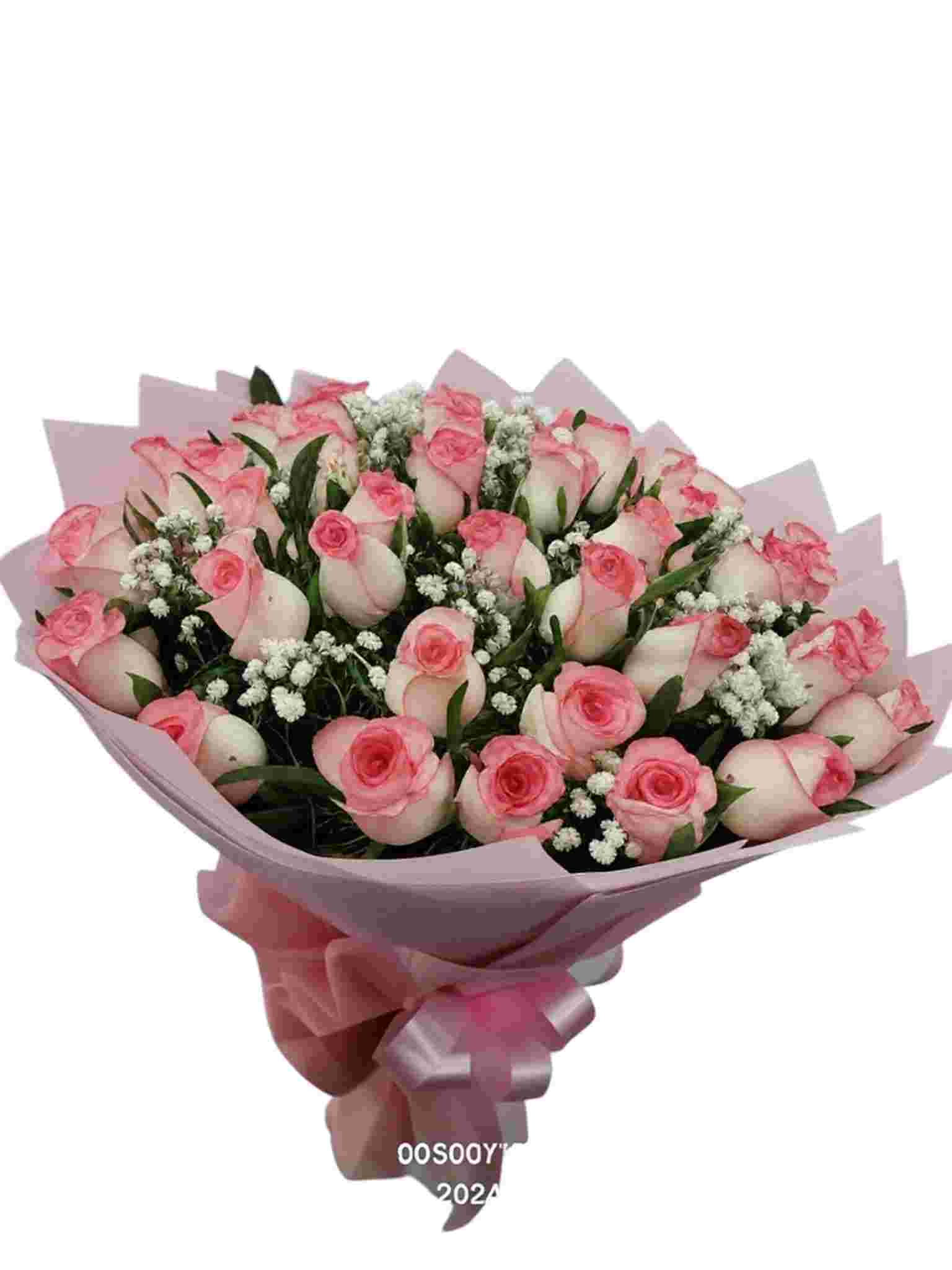 20 Dual Pink Roses Hand Bouquet