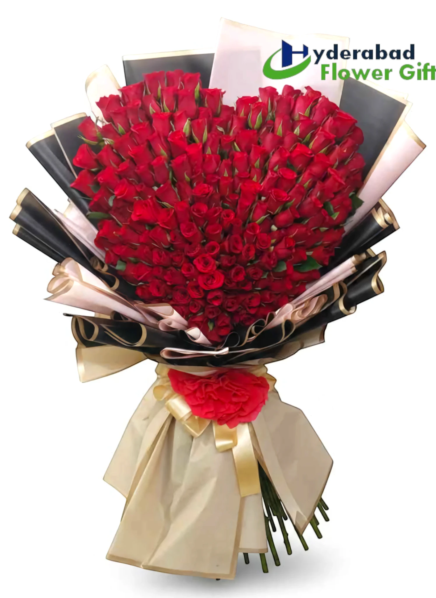 100 Red Roses Premium Heart Shaped Bouquet