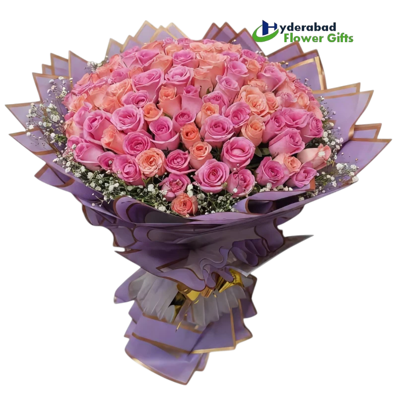 Blush Elegance Premium Pink & Peach Rose Bouquet
